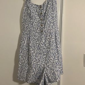 Blue floral hollister romper